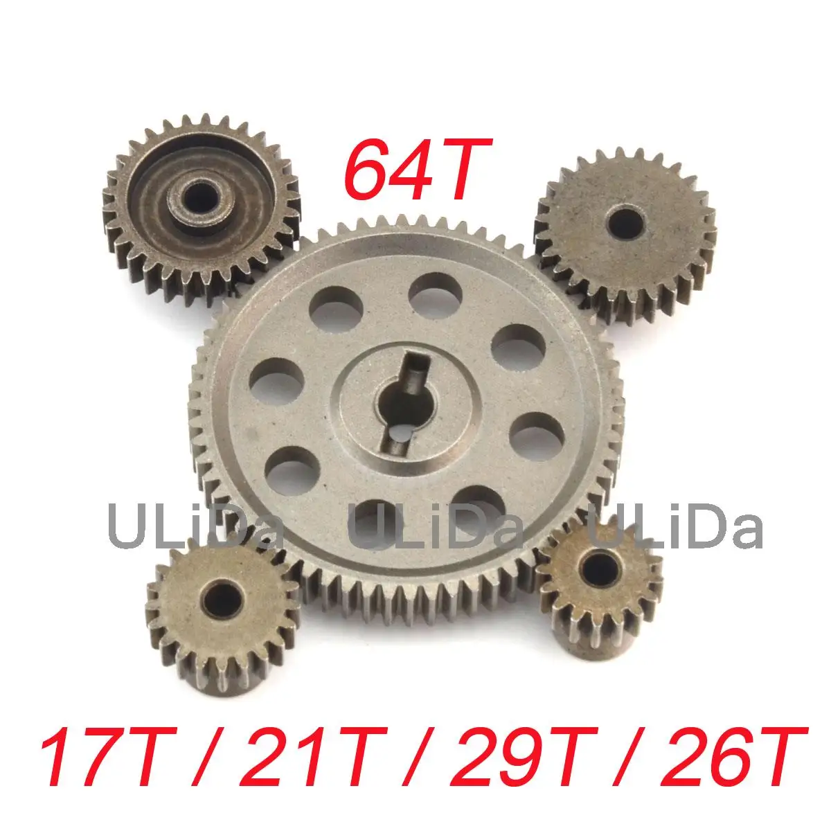 

11184 Steel Metal Spur Diff Main Gear 64T Motor Pinion Gears 17T 21T 26T 29T 11189 11176 11181 11119 For RC HSP Redcat RC Truck