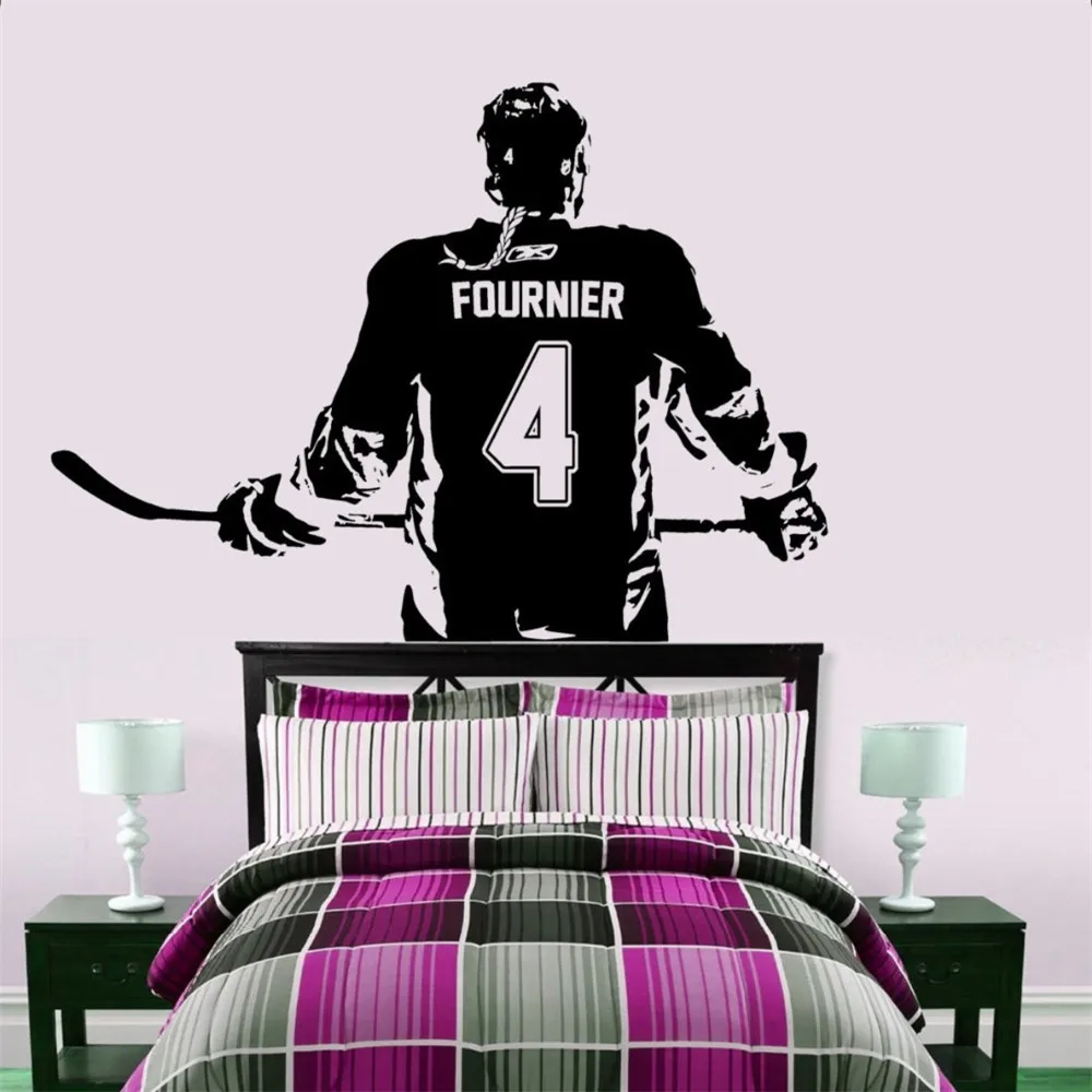 

Hockey Girl player Wall art Decal sticker personalized Name number home decor Wall Stickers For Kids Room Vinilos Paredes