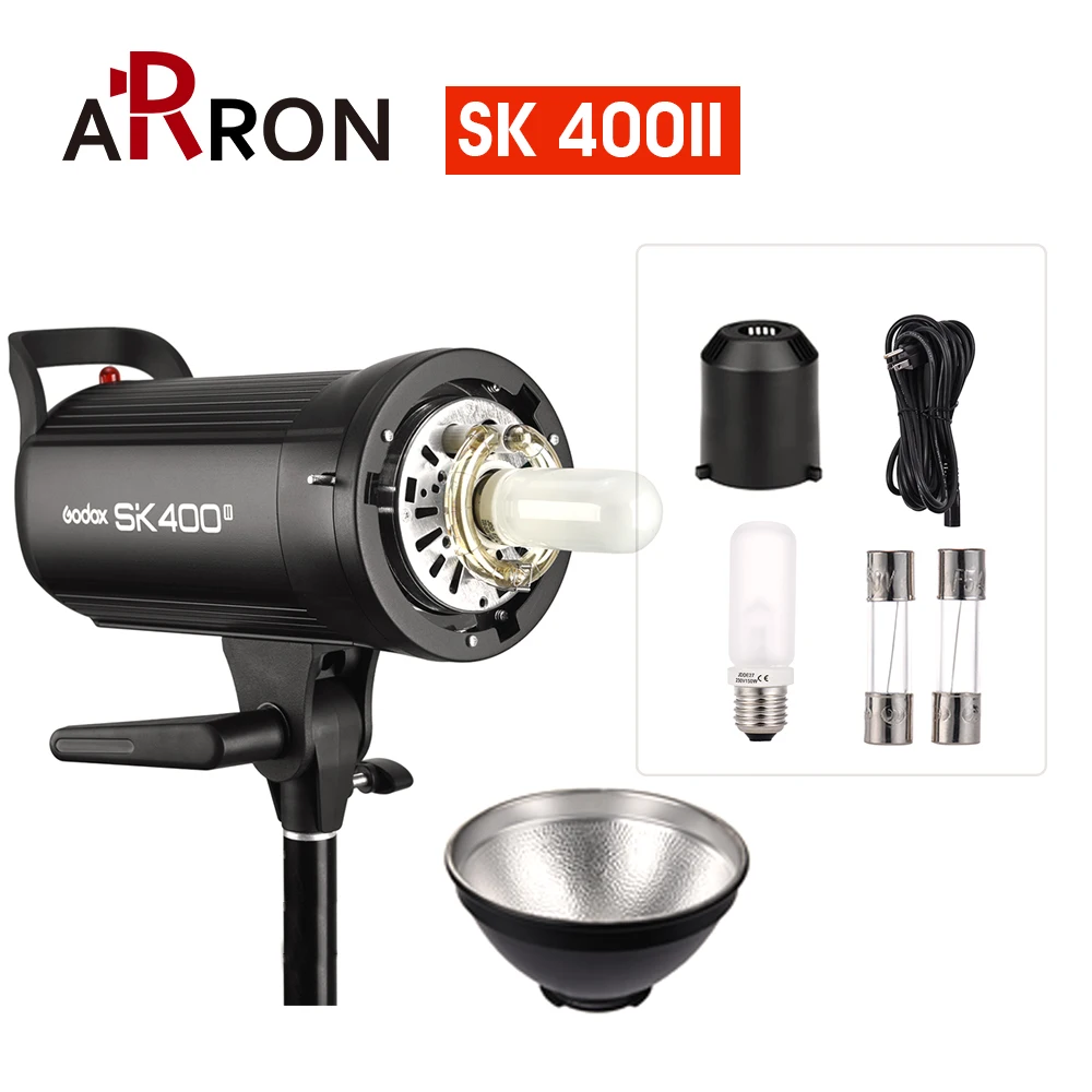 

Arron Godox SK400II Professional Compact 400Ws Studio Flash Strobe Light Built-in Godox 2.4G Wireless X System GN65 5600K