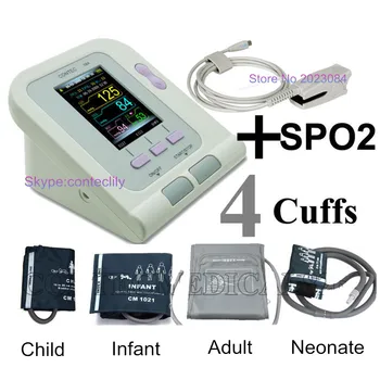 

CE Digital Blood Pressure Monitor 08A+4 CUFFS Infant Pediatrics/Child/Adult Cuffs+SP02 contec