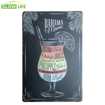 Bahama Mama Cocktail Poster Vintage Home Decor Tin Sign Bar/Pub/Hotel Wall Decorative Metal Sign Retro Painting Metal Plaque
