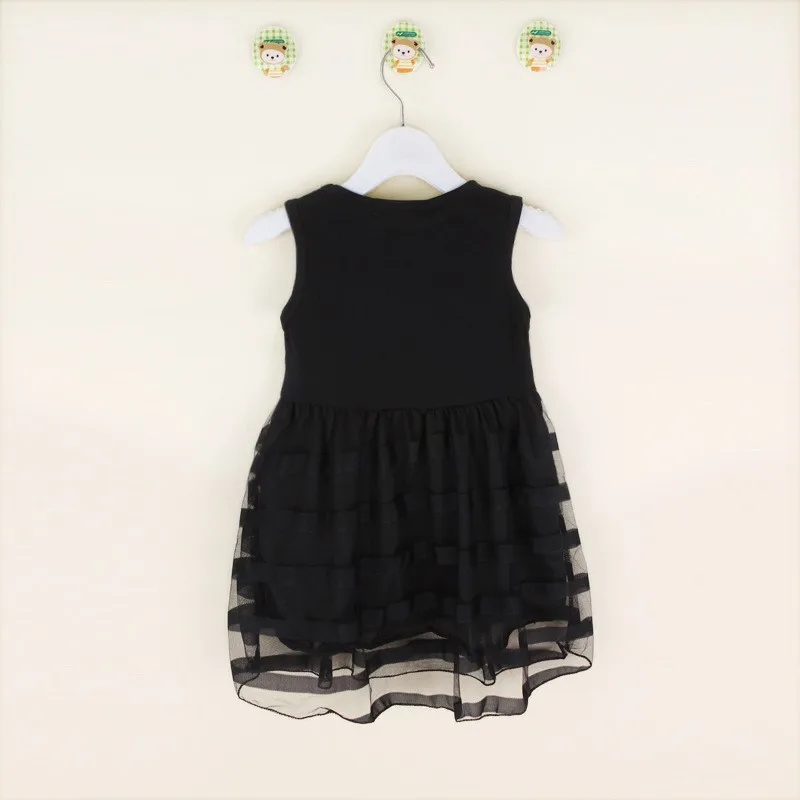 Новое летнее платье для девочек, черное кружевное платье без рукавов, одежда для маленьких девочек, платья принцессы, Vestidos Infantis