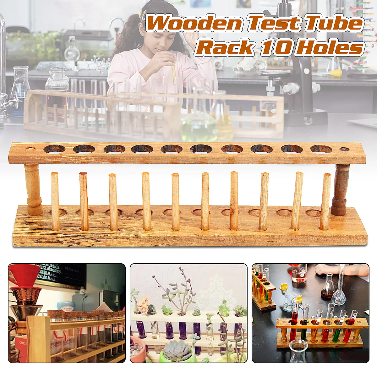 New Wooden Laboratory Test Tube Rack Test Tubing Holder Rack Shelf