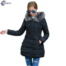 TNLNZHYN 2017 Winter women Coat fashion Quality Plus Size Defined Waist Thicken Cotton-padded fur collar Hooded Outerwear TT722