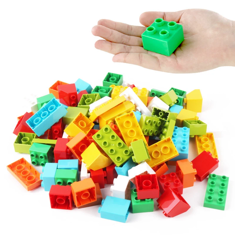

100Pcs/lot Big Size Multicolour DIY Model Building Blocks Parts Accessories Compatible LegoING Duploe Toys For Children Kid Toy