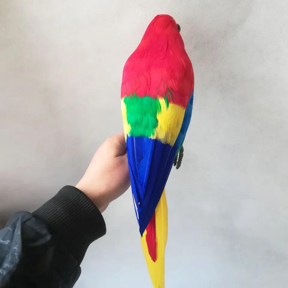 Реальная жизнь игрушка Большой 45 см красочные красный перья попугая садовые украшения в виде птиц Опора украшения подарок h1886