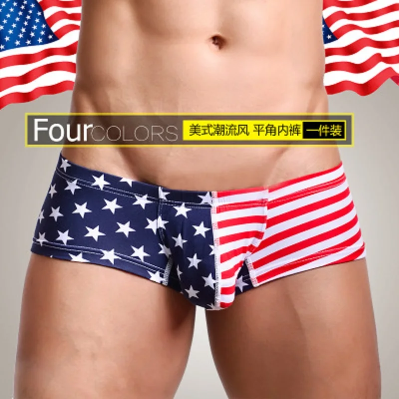 

Mens Underwear Striped Boxers Funny Boxer Shorts For Men Boxer Shorts Pouch Calecon Striped USA style A Wide Belt Sexy Bokserki