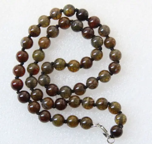 

AAA 18" 10mm round Yellow Dragon Veins Agate necklace