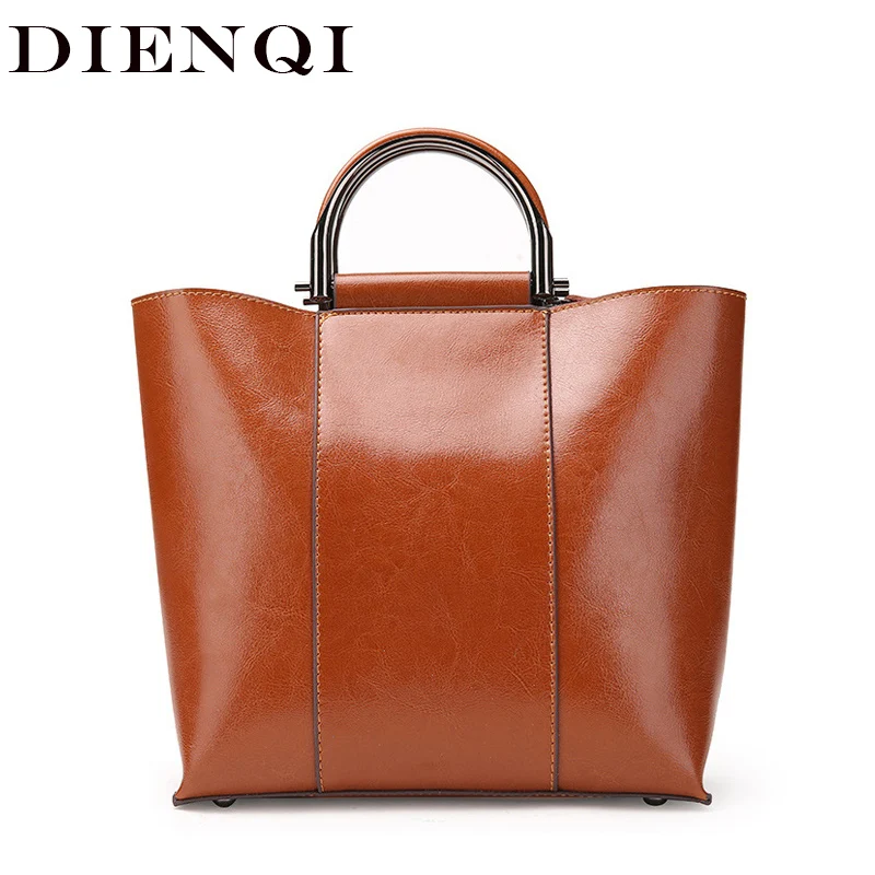 DIENQI براءة حقيقية الجلود Crossbody حقيبة للنساء 2018 الفاخرة السيدات حقائب الوافدين الجدد الإناث أعلى-مقبض أكياس كبيرة حمل