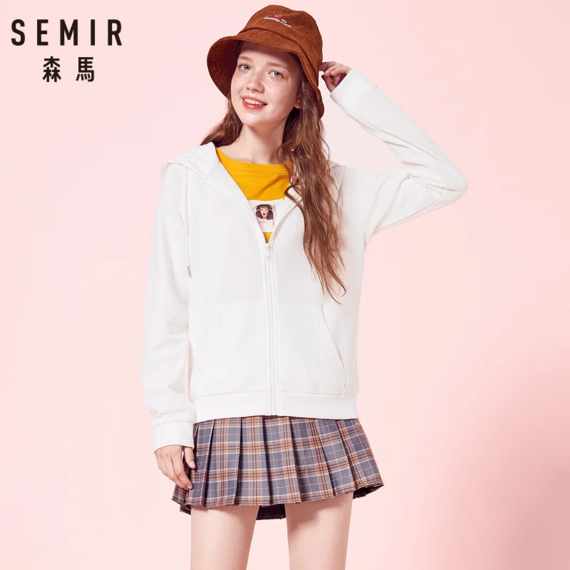 SEMIR Women Slim Fit Zip Hoodie with Slant Pocket Hooded Jacket with Full Zip Women's Sports Jacket with Elastic Drawstring Hood SEMIR Women Slim Fit Zip Hoodie with Slant Pocket Hooded Jacket with Full Zip Women's Sports Jacket with Elastic Drawstring Hood