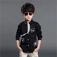 2016 New Arrival Boys Casual Blouse Long Sleeve Boys Shirt With Necktie Children England Style Blouse Free Shipping