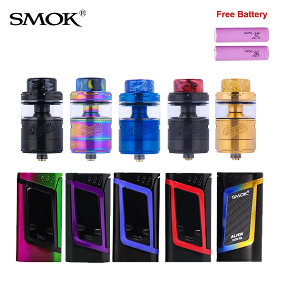 

Original SMOK Alien Mod Vape Kit 220W VW TC Box Mod With 18650 Battery + Profile Unity RTA Tank Atomizer 25mm 510 Thread vs Mag