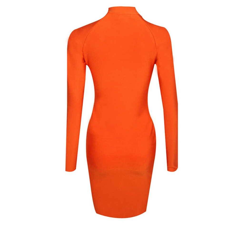 Осеннее облегающее вечернее короткое платье с молнией спереди, сексуальное однотонное Оранжевое Женское облегающее Бандажное платье без рукавов Vestidos
