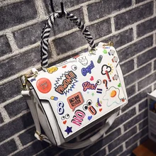 Женская сумка высокого качества из искусственной кожи, женские сумки через плечо, фирменный дизайн, принт с героями мультфильмов, женские сумки