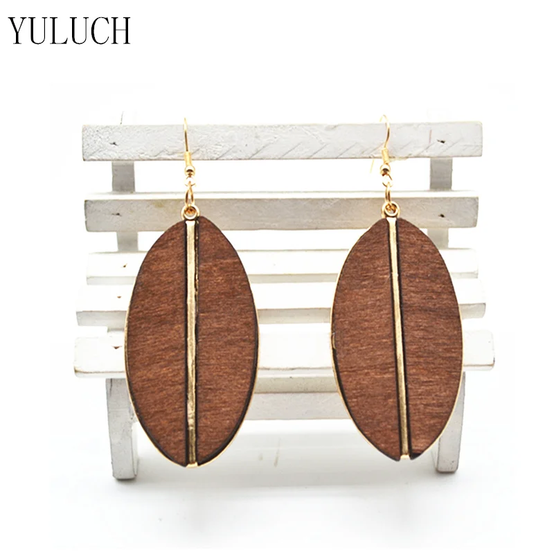 

YULUCH Fashion Jewelry Lady Earrings Handmade Wood Earrings Metal Accessories Lady Earrings Africa Nation Solid Color 1 Pair