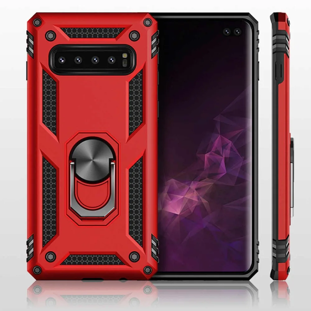 

Shockproof Armor Kickstand Phone Case For Samsung Galaxy S10 S9 S8 Plus Magnetic Finger Ring Holder Cover For Note 8 9 M10 M20