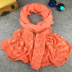 Популярные вышитые сплошной цвет хлопок и лен шарф кружево фуляр мягкий хлопок мусульманский шарф хиджаб Abrigos Mujer Invierno 2019