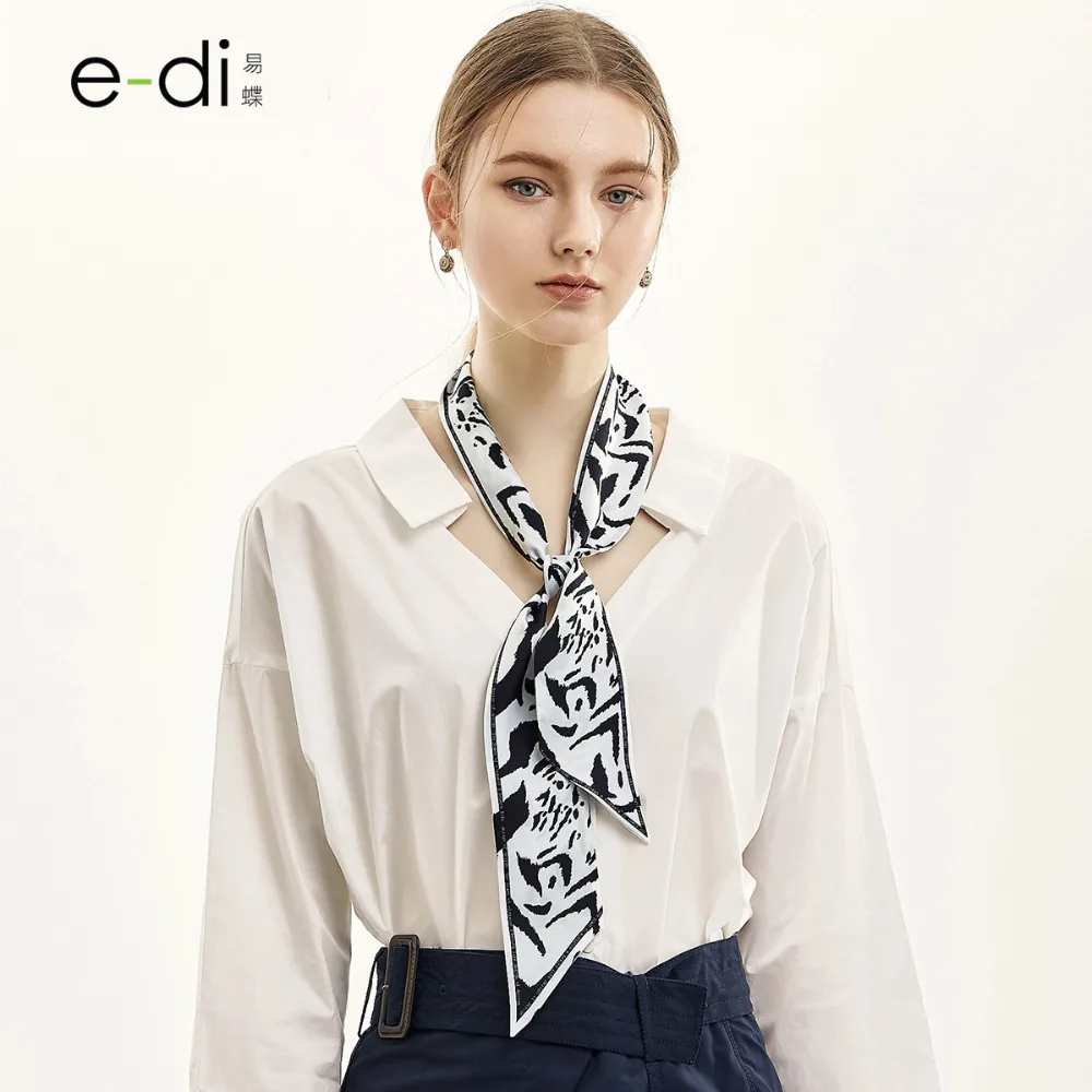 

[BAOSHIDI]2019 New Fashion Double face neckscarf,100% Twill Silk skinny Scarf, multi-use head, waist, hair, hat, handbag scarf