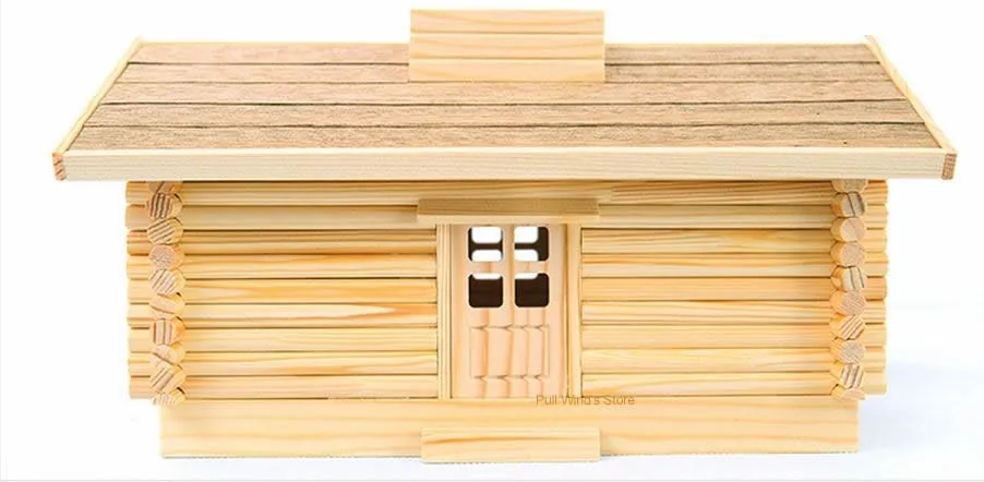 DIY собранная деревянная необычная коробка для салфеток бревенчатая кабина коробки для салфеток украшение стола Модель Собранный деревянный бумажный держатель для полотенец