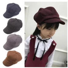 Модная полосатая газетная кепка для детей, хлопковая весенне-Осенняя детская восьмиугольная кепка, берет в стиле винтаж, шляпа, корейский стиль, газетная Кепка