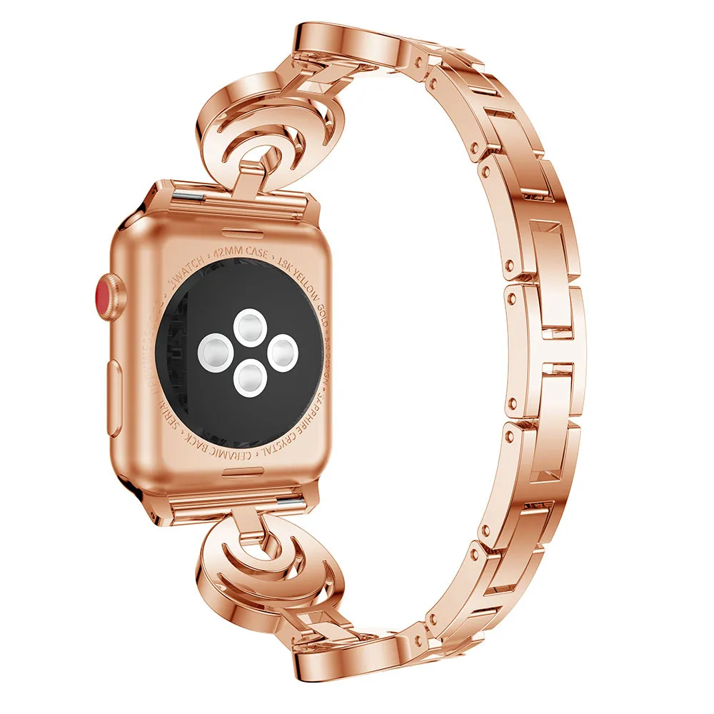 

Diamond Bracelet Stainless Steel Strap Watchband Link Buckle Wristband For Apple Watch 4 40/44mm 38mm 42mm Series 3/2 Women/girl