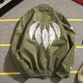 

Spring autumn new men's feather embroidery jacket Korean fashion casual style plus size slim fit male designer coat jackets