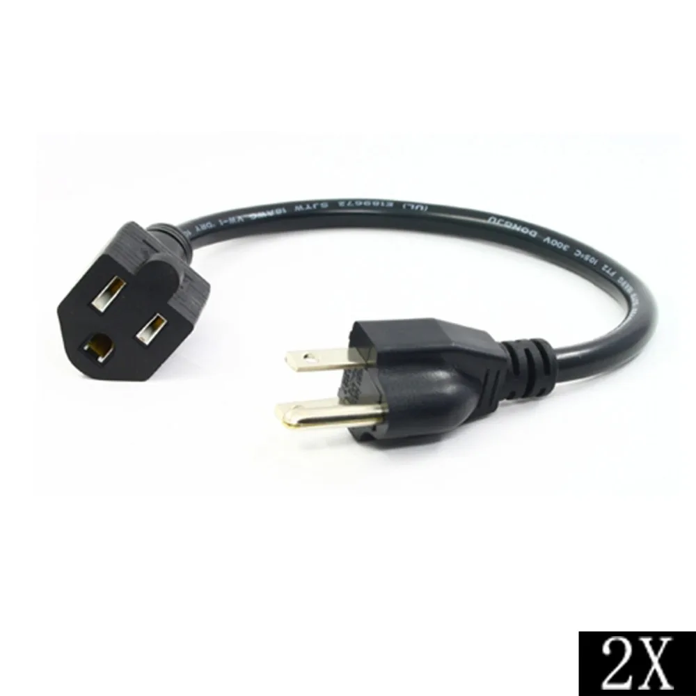 Eonvic 2pcs/lot 12" Short Outlet Power Strip Extension Cable/Cord 1ft 5