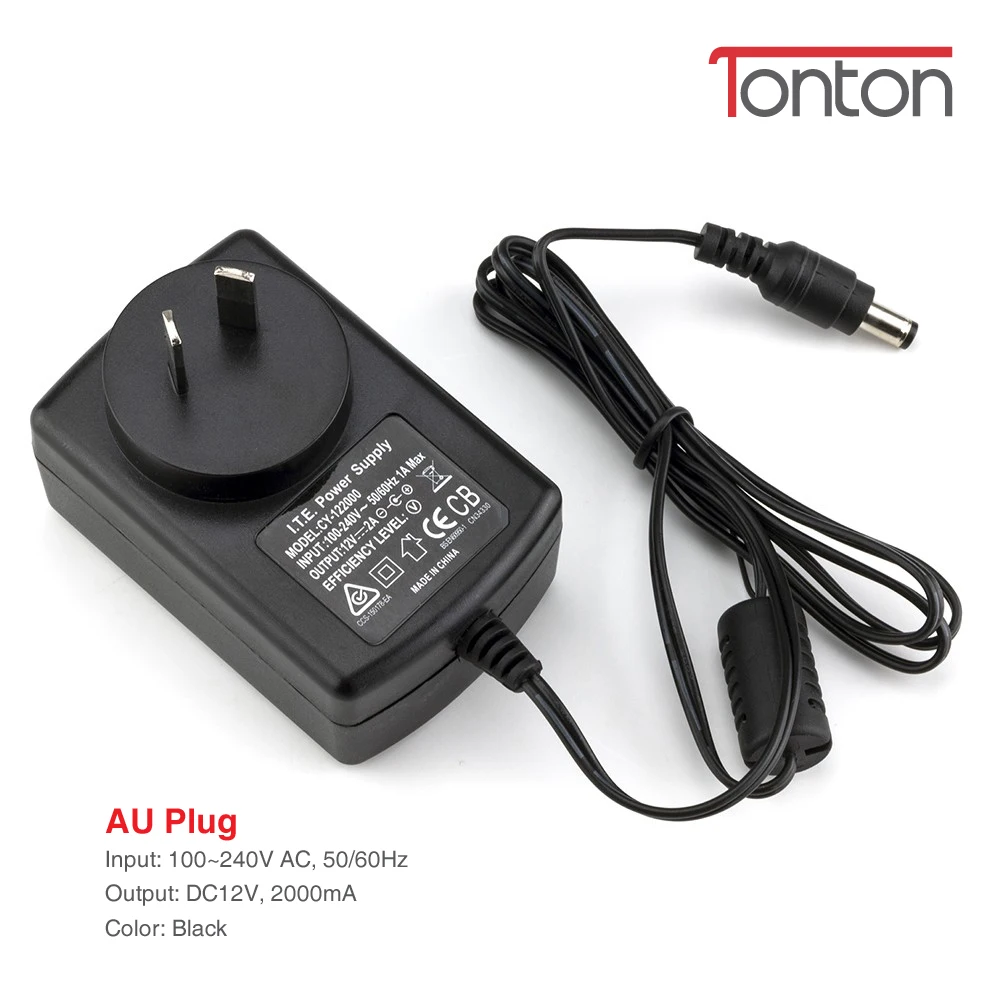 Tonton 12 V 2A AC 100 V-240 V адаптер преобразователя DC 12 V 2A 2000mA блок питания EU UK AU US Plug 5,5mm x 2,1mm для ip-камеры видеонаблюдения