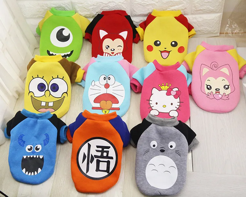 

Pet puppy clothes 100% Cotton Puppy Dog hoodie With Cute Cartoon Pattern