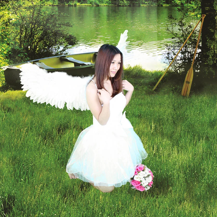 overall length 100cm angel white feathers wings, Model Catwalk Stage Cosplay Performance Shooting Props gift a1935