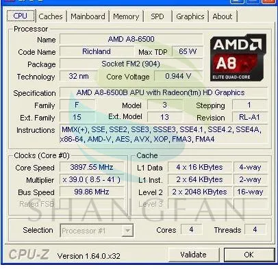 AMD A8 серии A8-6500B A8 6500B A8 6500 AD650BOKA44HL 3,50 ГГц Desktop Процессор разъем FM2