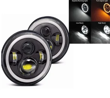 

For UAZ 4x4 Jungle Lada 4x4 urban Niva 7" black LED H4 headlight motor lamps headlamp for Jeep JK TJ LJ Land Rover Defender