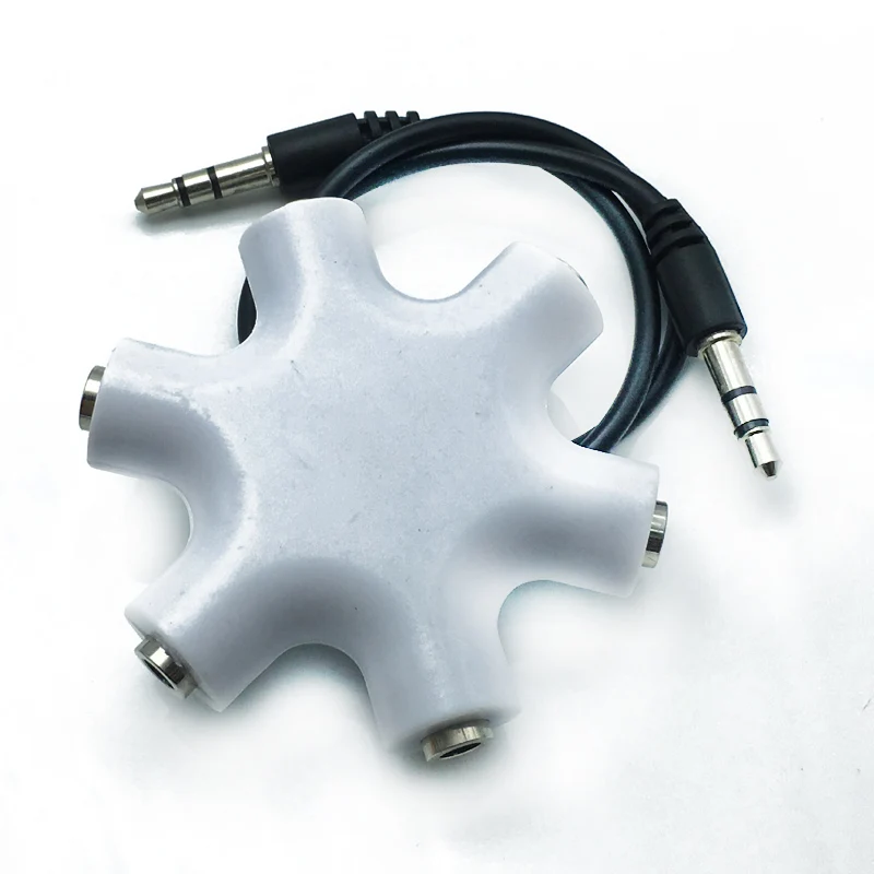 10pcs 3 5mm 1 in 5 couples audio adapter Headset Headphone Earphone Splitter with black line For pad Phone Android Mobile MP3 4