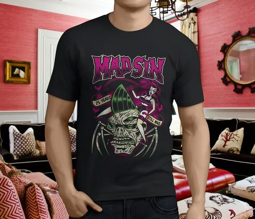 

New Popular Mad Sin Punk Rock Metal Band Men's Black T-shirt Size S-3XL