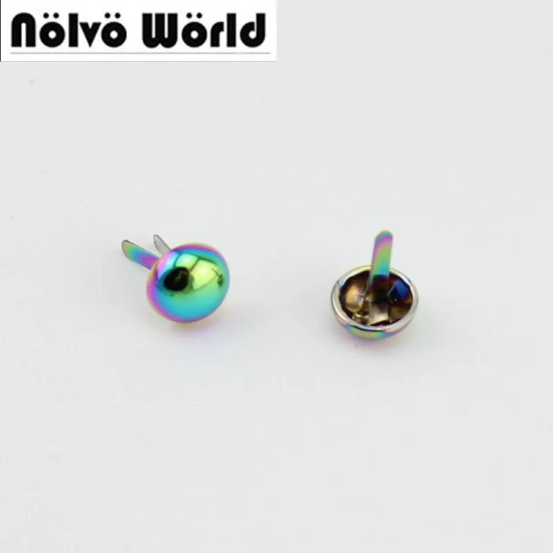 

50pcs/lot 10mm round Spikes fashion pop rivets stud hardware w screw for bags shoes wallets belts Rainbow