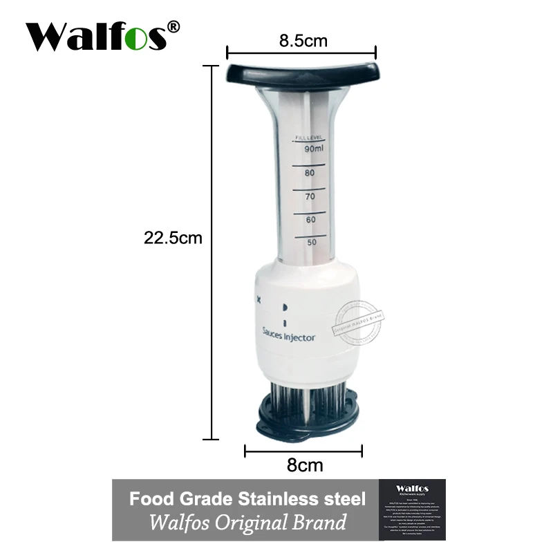 WALFOS Food Grade Stainless Steel Meat Tenderizer Needle and Meat Injector Marinade Flavor Syringe Kitchen Tools meat tenderizer,meat hammer