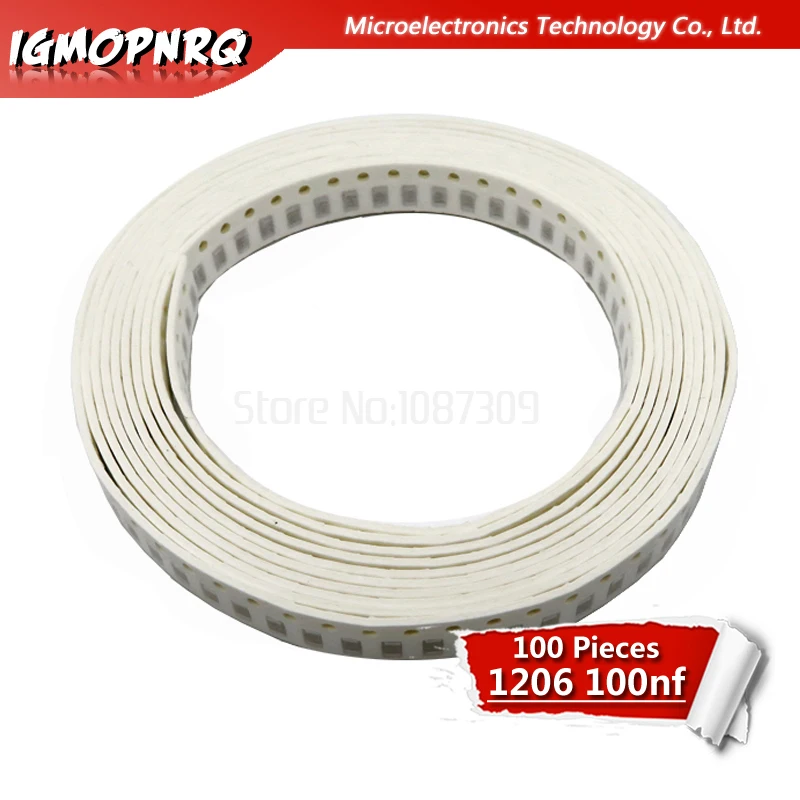 100 шт. 10% НФ X7R ошибка 0 1 50 в 104 мкФ 1206 smd конденсатор|Конденсаторы| |