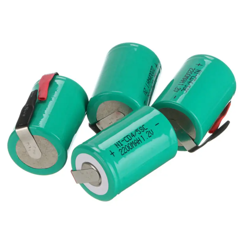 4PCS 2200mAh 4/5 SC Ni-CD Battery 1.2V Sub C batteries with tab for Power Tools power tool battery