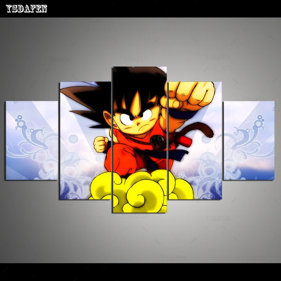 Прямая поставка 5 панельных холщовых картин HD DB 2103189 DRAGONBALL картина для домашнего