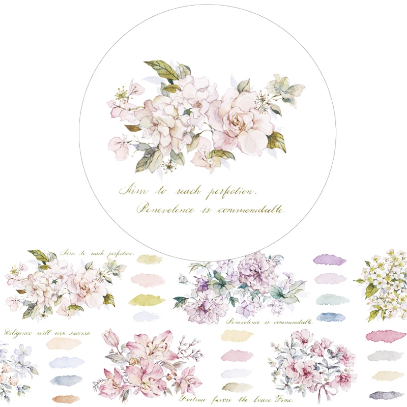

1 Pcs Special Oil White Tea Sakura Flower Decorative Paper Washi Tape DIY Scrapbooking Masking Tapes School Office Supply 5cm*5m