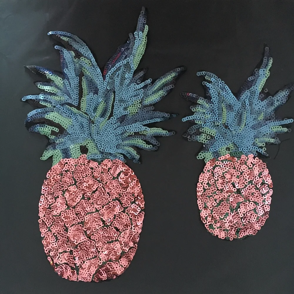 

Fruit Pineapple Patches for Clothes Sew on Sequins Patch for Clothing Stripers DIY Decoration Sequined Applique 2 Sizes