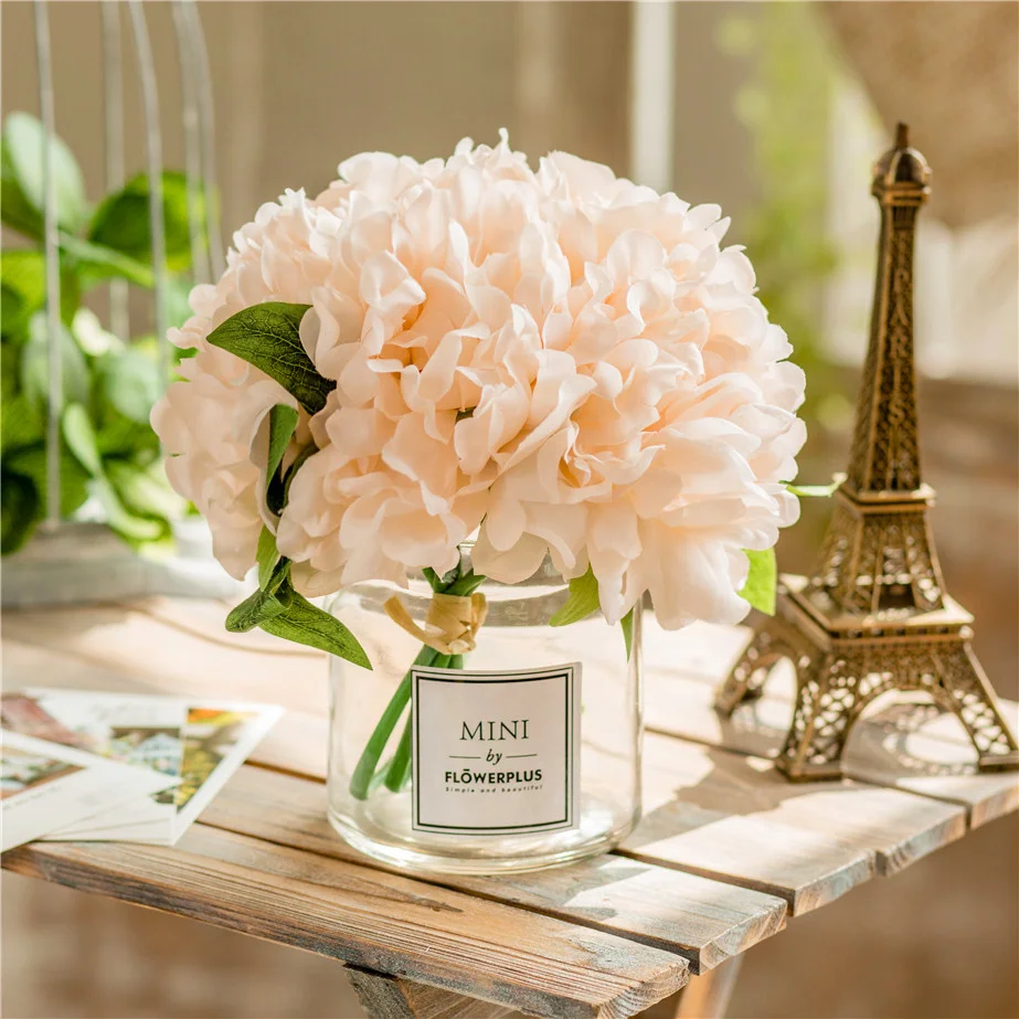 

Artificial Flower Peonies Silk Hydrangea Flower 5pcs/bunch Bridal Bouquet For Wedding Home Party Decorative Fake Flowers