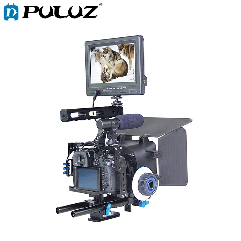 

PULUZ Handle Video Camera Cage Stabilizer Kit with Matte Box Follow Focus for Panasonic Lumix DMC-GH4 G7/Sony A7 A7S A7R A7SII