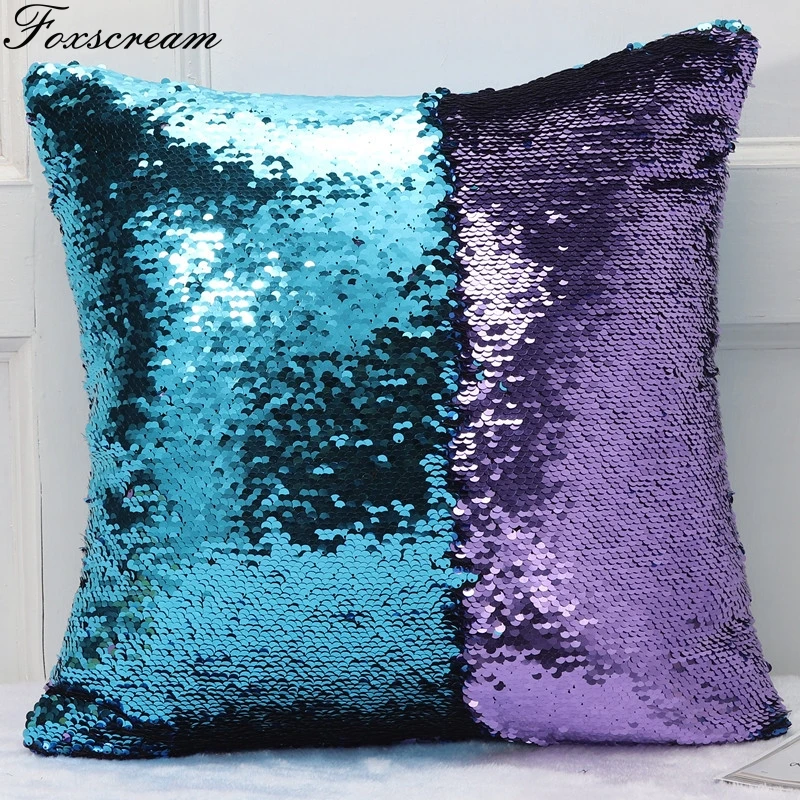 Sequin Cushion Cover Mermaid Sequin Purple Decorative Cushion Covers