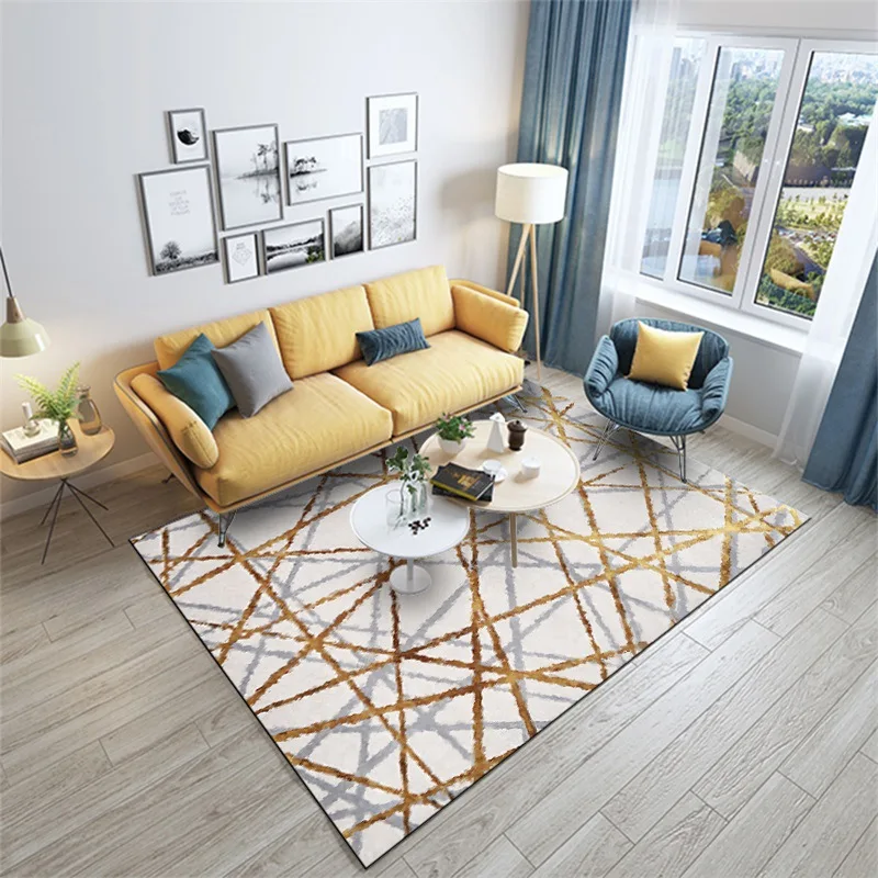 Fashion Gold gray stripe carpet cross Heavy metal line mat Bedroom door living room floor mat non-slip big size plush rug Fashion Gold gray stripe carpet cross Heavy metal line mat Bedroom door living room floor mat non-slip big size plush rug