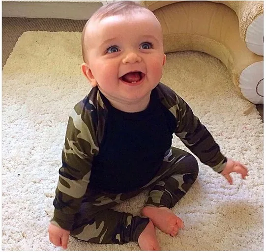 

2019 Fall 2 pcs new baby boy fashion clothing dark green long-sleeved T-shirt + flower pants leggings suit boy suit