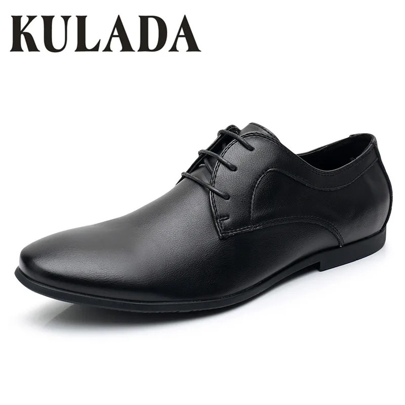 KULADA/Мужская обувь из натуральной кожи; мягкая модная модельная обувь высокого качества; Повседневная Удобная мужская обувь на резиновой подошве; классические черные туфли