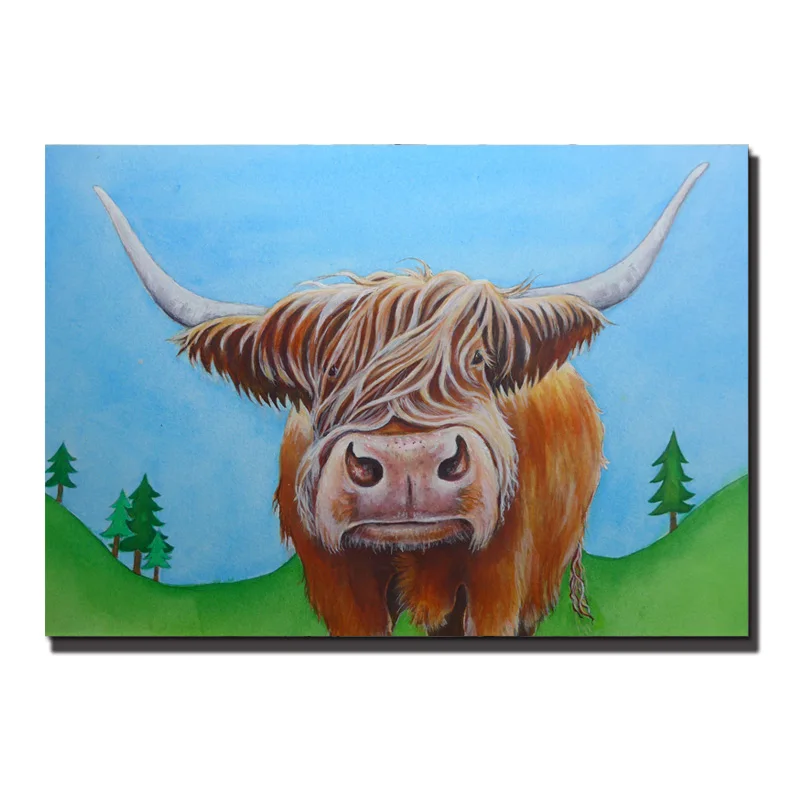 Акварельная синяя корова, Настенная живопись на холсте для гостиной, печать плаката, современные изображения животных, декоративные картины - Цвет: cow (3)