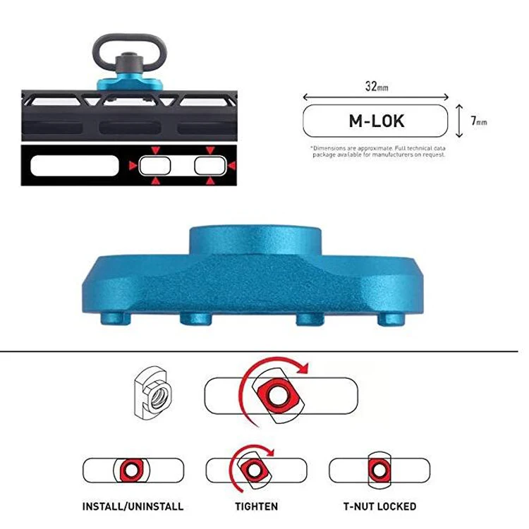 

Quick Detach Release QD Sling Swivel Scope M-lok Sling Mount Standard QD Sling Swivel 1.25 Inch Adapter for M lok Rail (Blue)