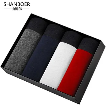 

4Pcs/lot Brand Boxer Mens Underwear Cotton Man Plus Size Short Colorful Solid Shorts Boxer Pure Underpants Oversized 4XL
